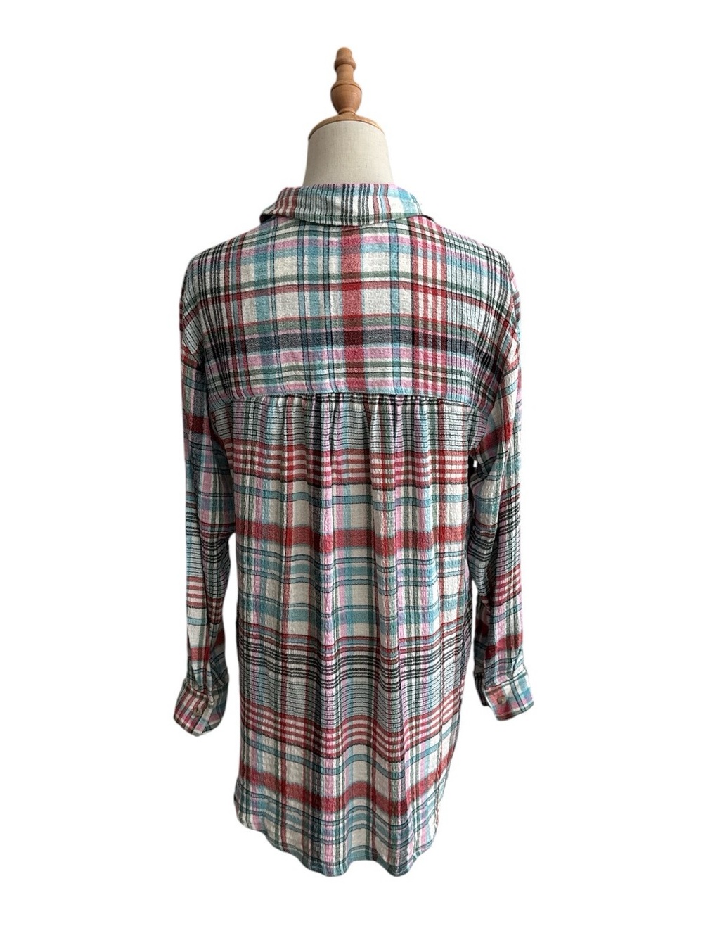 Anthropologie Pilcro The Hadley Relaxed Button Down Shirt Pink Combo Size Small - Picture 4 of 8
